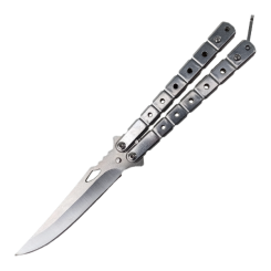 Nóż motylkowy Balisong Silver z klipsem