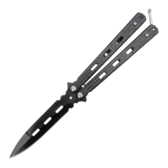 Nóż motylkowy Balisong Black z klipsem