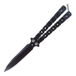 Nóż motylkowy Balisong Black z klipsem