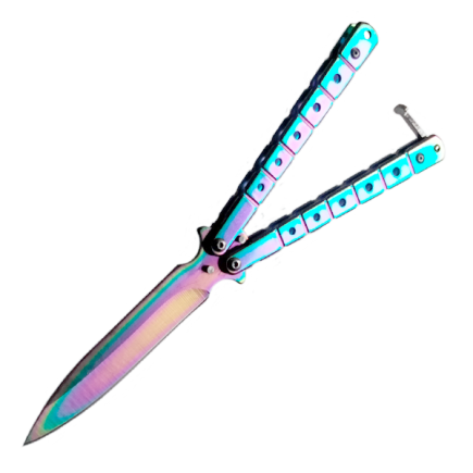 Nóż motylkowy Balisong Rainbow z klipsem