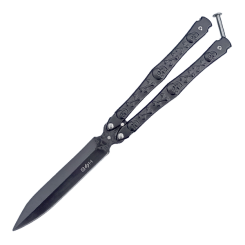 Nóż motylkowy Balisong BSH Skull Black