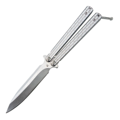 Nóż motylkowy Balisong Silver z klipsem