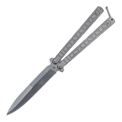 Nóż motylkowy Balisong Silver z klipsem (NM51)