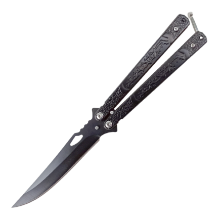 Nóż motylkowy Balisong Black z klipsem