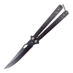 Nóż motylkowy Balisong Black z klipsem