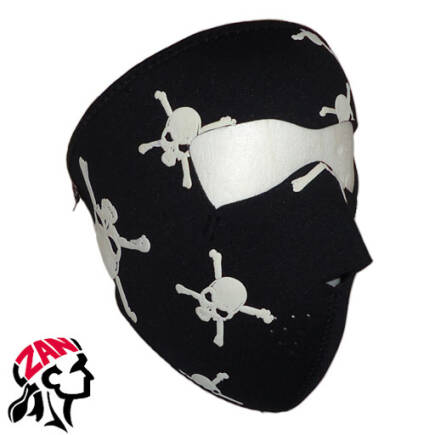 Maska ZanHeadgear Full Face Skull & Crossbones White (WNFM112W)