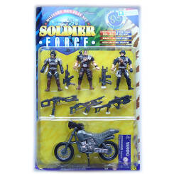 Żołnierzyki SOLDIER FORCE - 3 żołnierzy - 5 karabinów + motocykl